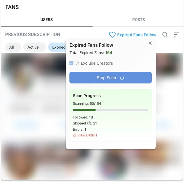 Follow Expired OnlyFans Fans with Fans Messager